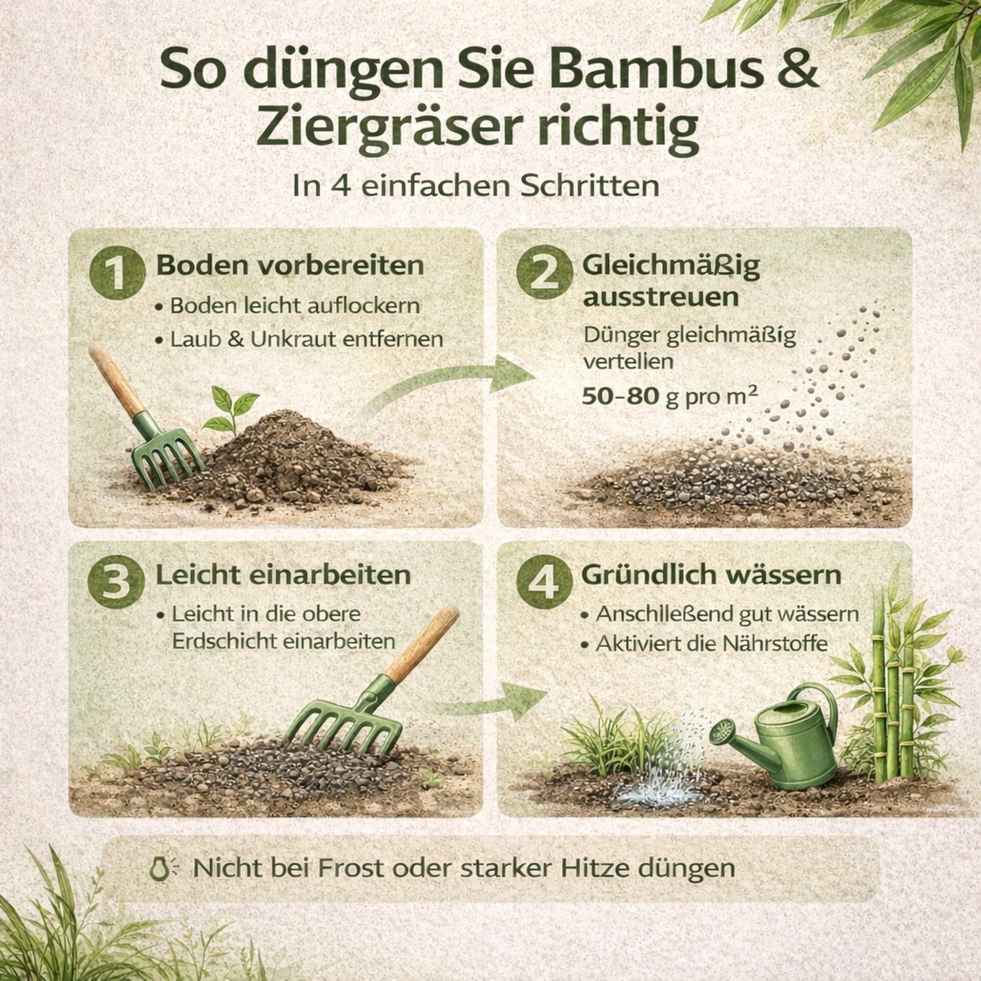 Bambusdünger für sichtbar dichteren Sichtschutz – auch für Ziergräser – 7-3-8 + Eisen, 3 Monate Langzeitwirkung – 20 Kg