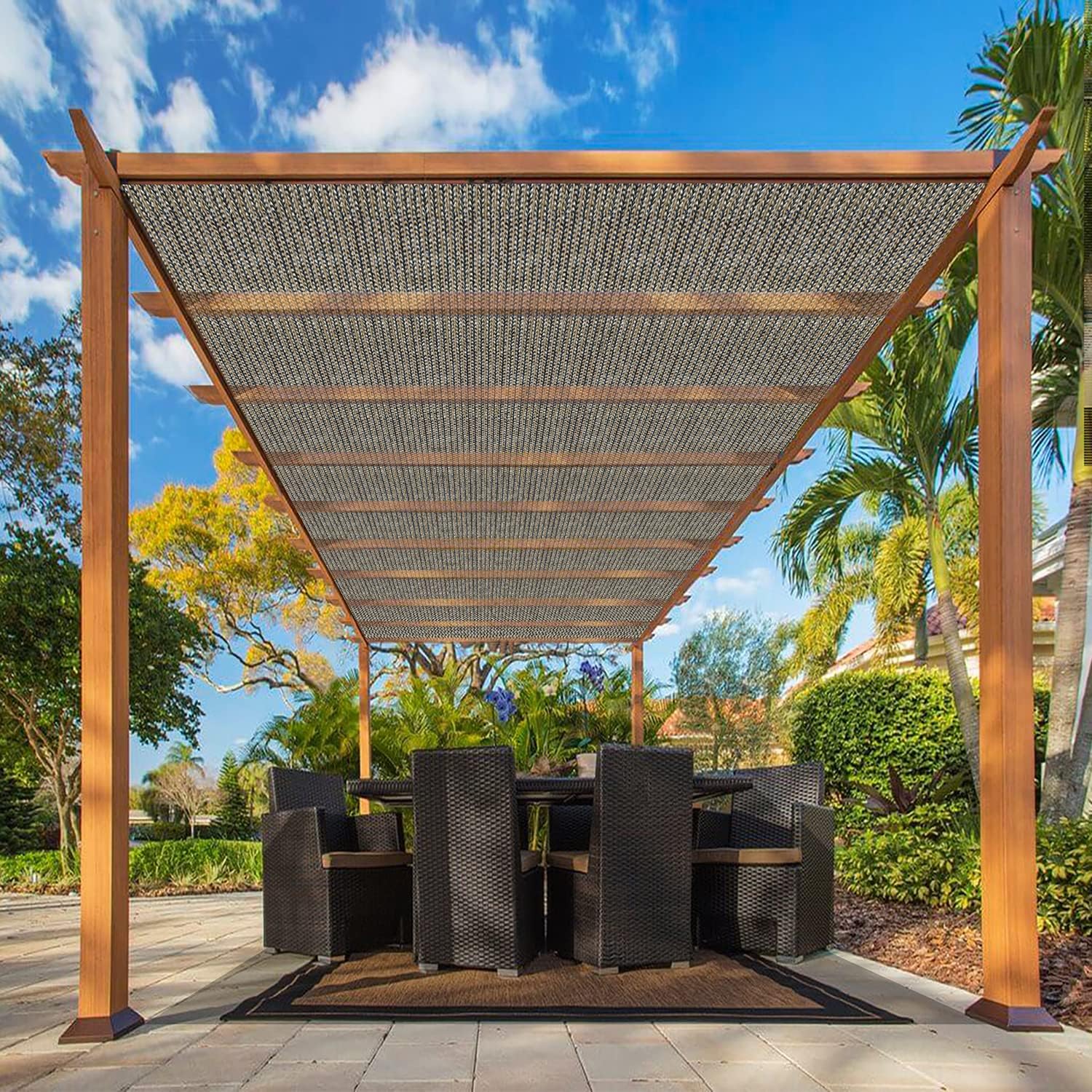 Ifenceview 3' x 25' Brown Shade Cloth Fabric Mesh Net for Window Balcony Deck Patio Yard Pergola Gazebo Garden Bed