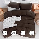 Brown Duvet Cover Set Ultra Soft and Comfy 3 Piece Comforter Covers Bedding Set Includes 2 Pillowcases and 1 Duvet-Cover with Zipper (King 104"x90", No Comforter)