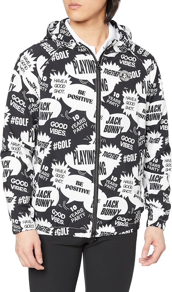 【新品】ジャックバニー　吹き出しロゴ　ミニリップブルゾン　ホワイト　LLサイズ 新品】ジャックバニー 吹き出しロゴ ミニリップブルゾン