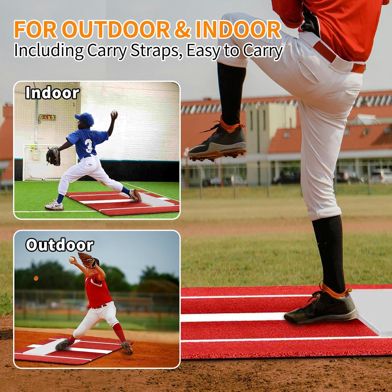 Softball Pitching Mat Antifade Antislip Turf Training Aid 2' X 3' Portable Baseball Training Mat with 5mm Foam Pitching Rubber Mound for Pitchers Indoor Outdoor Pitching Practice