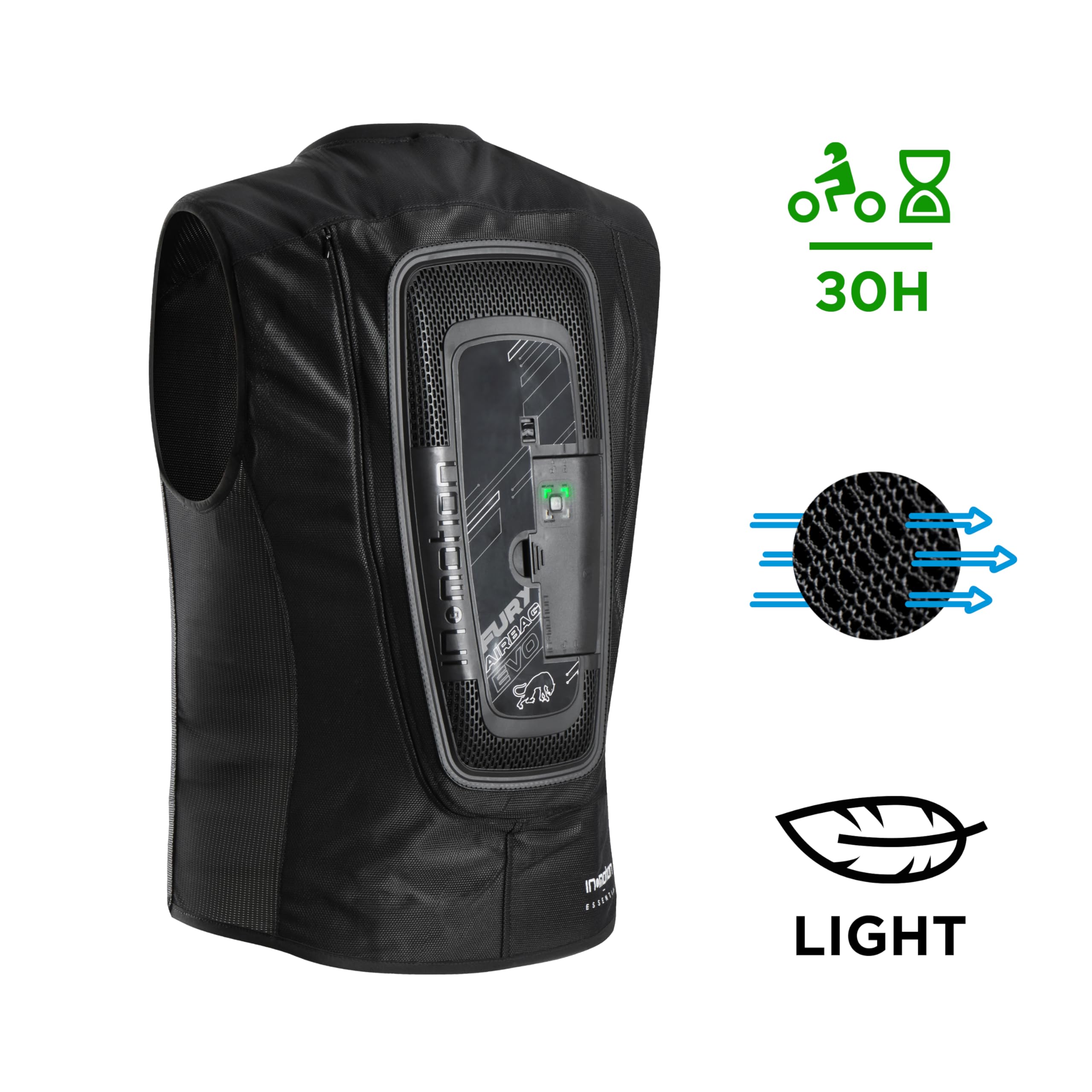 Furygan FURY AIRBAG EVO Chaleco Airbag Homologado para motociclista - Chaleco airbag FIM Ligero y Transpirable - Autónomo - Protección de Motociclista - airbag moto seguridad motociclista