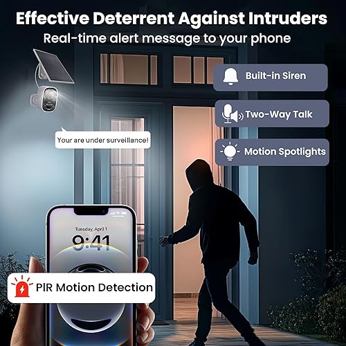 Miniatura 5 de Cámaras de seguridad 2K inalámbricas para exteriores con paneles solares, almacenamiento en la nube gratuito, foco de detección de movimiento AI,