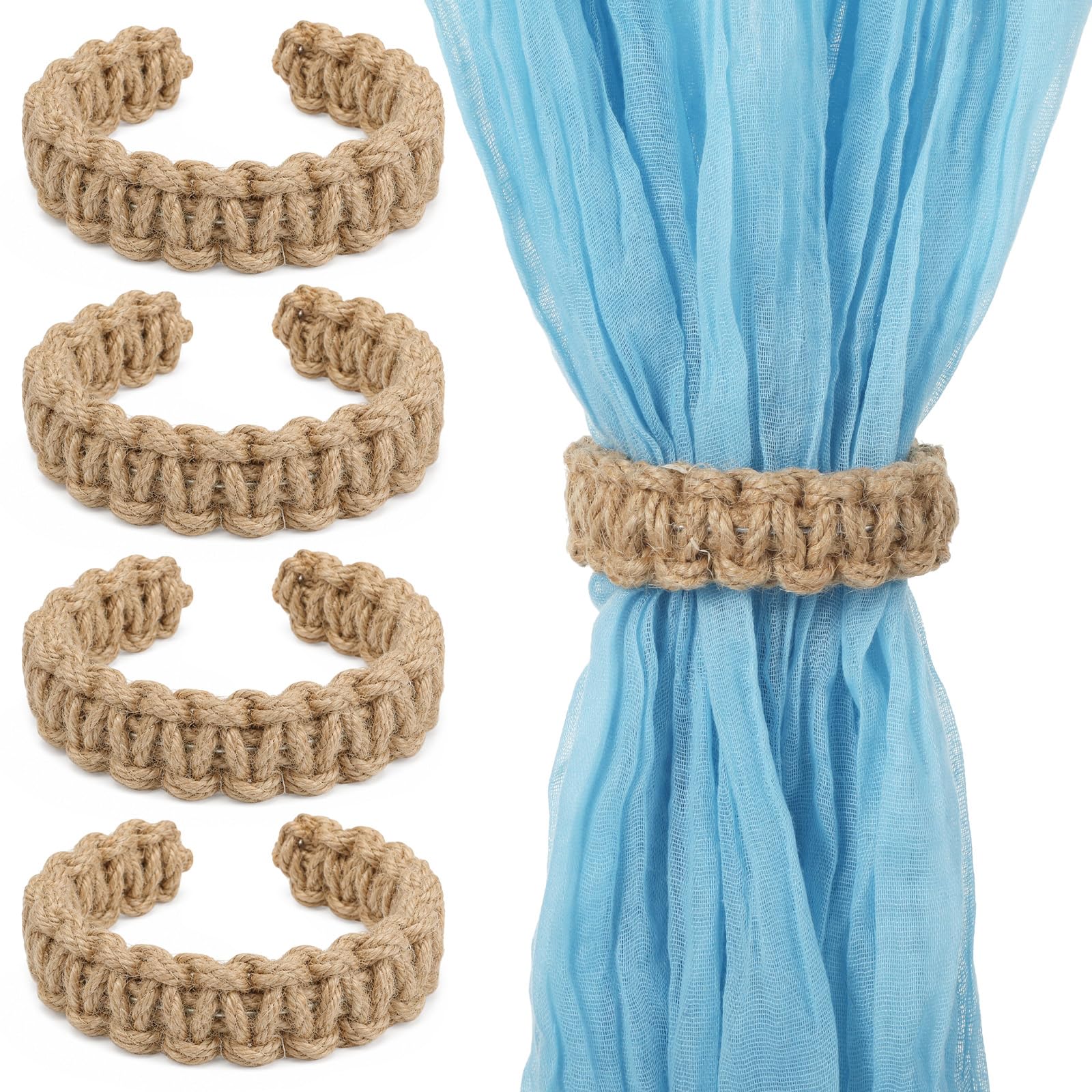4 Pack Curtain Ties Backs Boho Elegant Rustic Curtain Holders