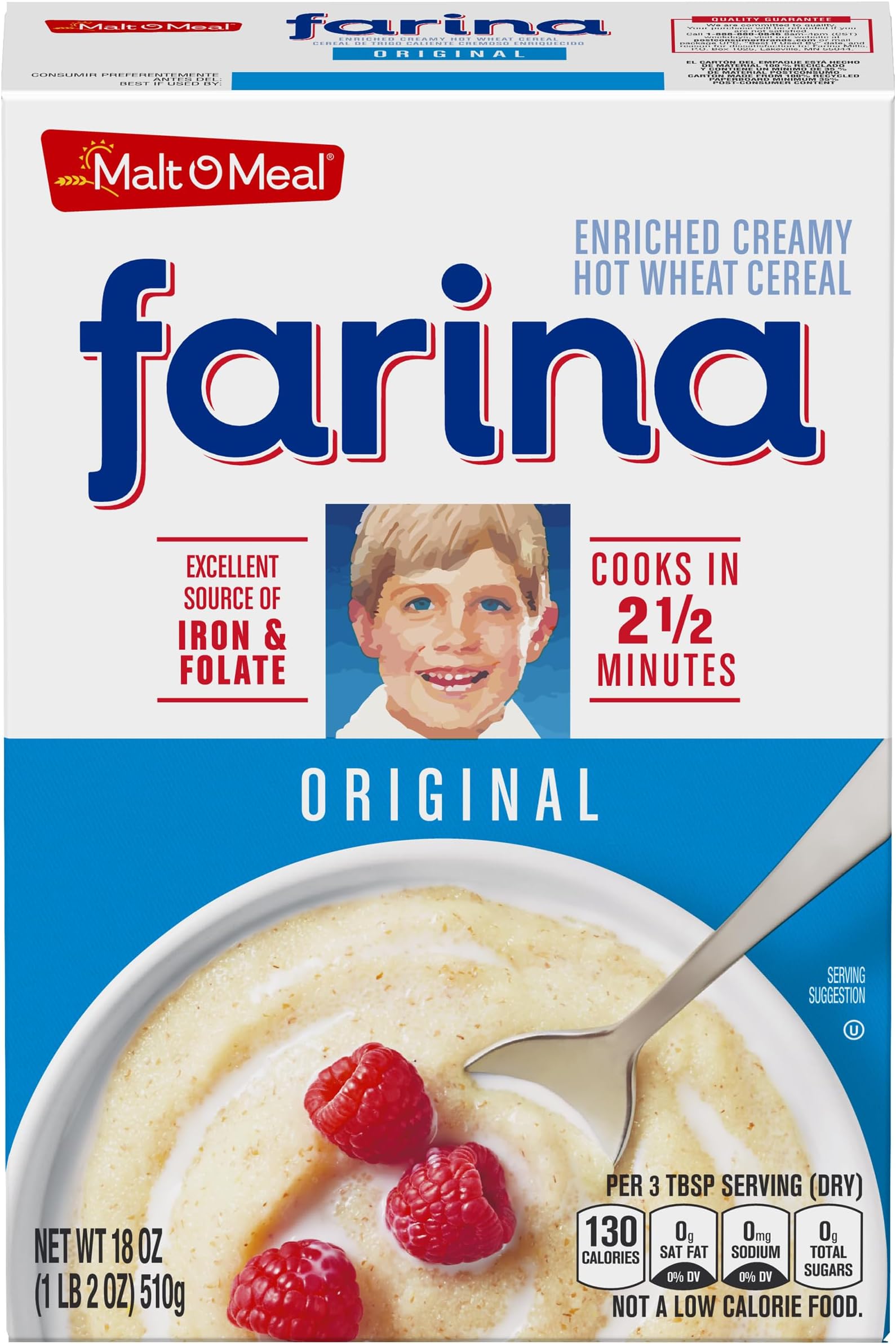 Malt-O-Meal Farina®, Original Farina Breakfast Cereal, Quick Cooking, 18 Ounce