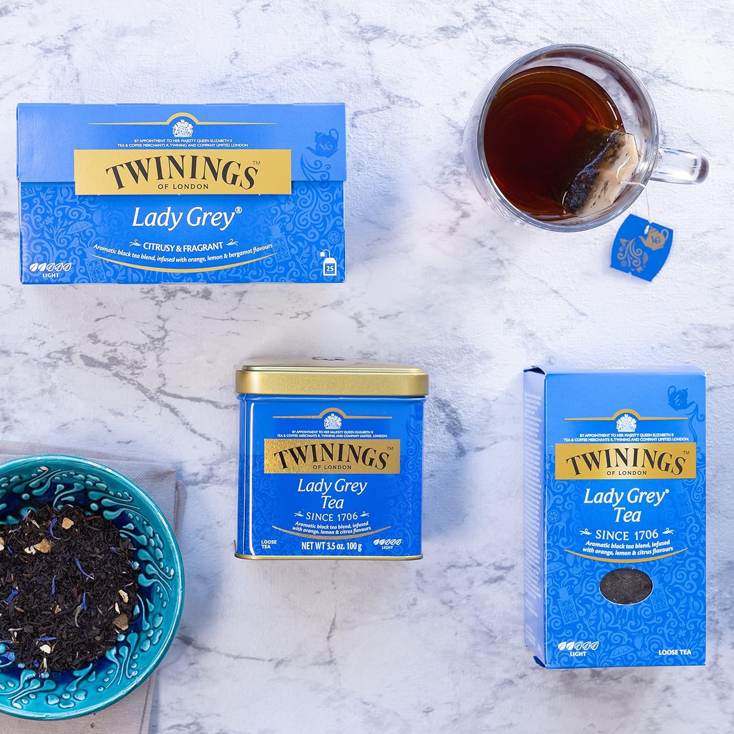 Twinings Lady Grey Tea, 100 torebek herbaty (25 x 4 sztuki)