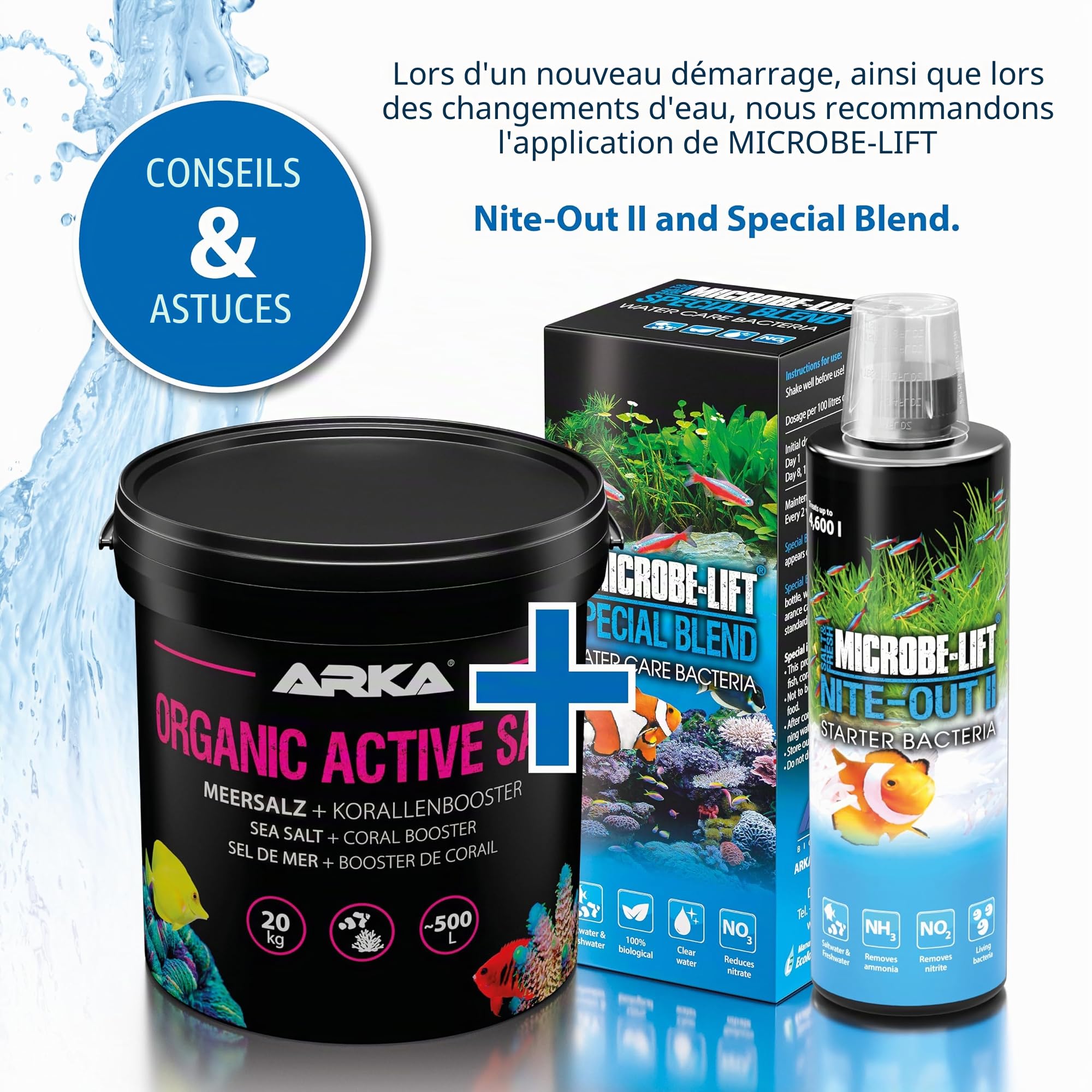 Sel Récifal pour Aquarium 15 kg - Organic Active Salt avec Bactéries | sel récifal avec bactéries actives, booster coraux, sans phosphates ni nitrates, SPS, LPS, coraux mous, poissons, eau de mer