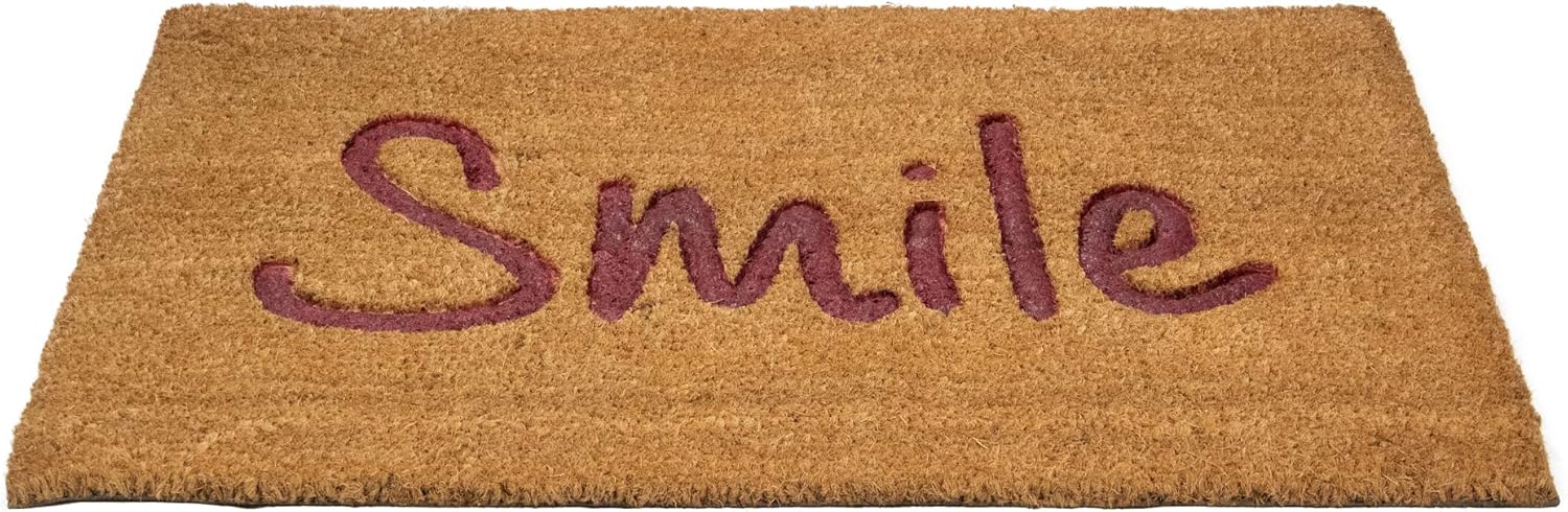 Northlight Natural Coir Smile Outdoor Rectangular Doormat 18" x 30"