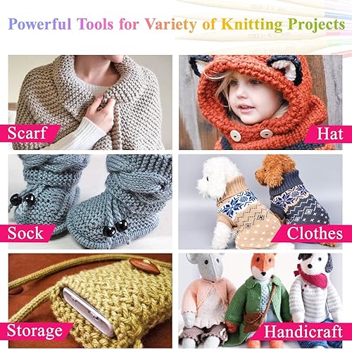 Miniatura 7 de NANXJIUR Juego de agujas de tejer de bambú, 18 pares, agujas circulares de madera con tubo de plástico colorido, se incluyen pequeñas herramientas