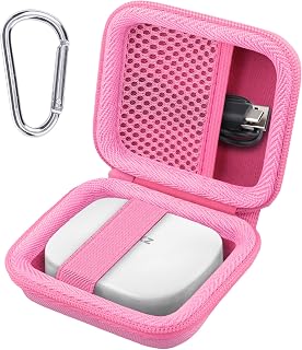 co2CREA Hard Case for SHOKZ OpenFit Pro Open-Ear Earbuds, Pink | Mesh Accessory Pocket, Charging Cable Storage, Lightweight Design, Carabiner Clip