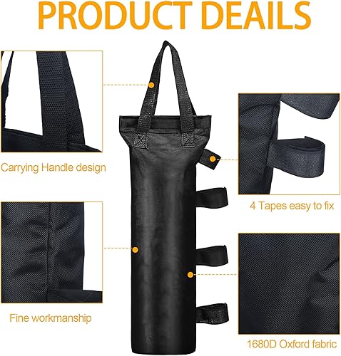 Miniatura 3 de 12 bolsas de arena para toldos 264 libras en total pesos de toldo resistentes pesos de carpa grandes color negro para exteriores tienda de campaña