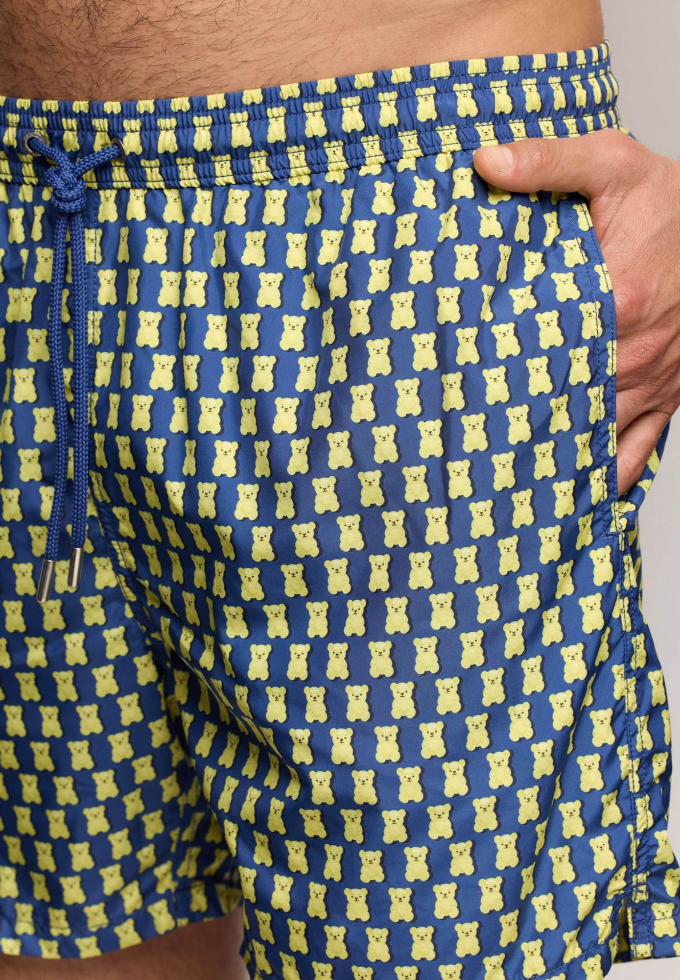 YAMAMAY - Costume Boxer con Tasche Laterali, Uomo, Funny, Blu, Stampato