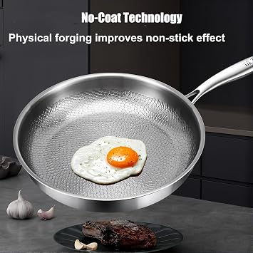 Titanium Hammered Pan Pro with Lid, 2025 New Multifunctional Ultra-Durable Scratch-Resistant Non Stick, Even Heating For Cooking