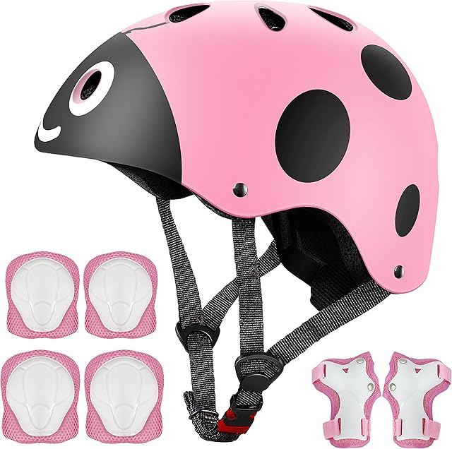 Kids Helmet Boys Girls Outdoor Sports Protective Gear Set [Knee&Elbow Pads and Wrist Guards]and Adjustable Helmet for Roller Scooter Skateboard Bicycle3-8Years Old