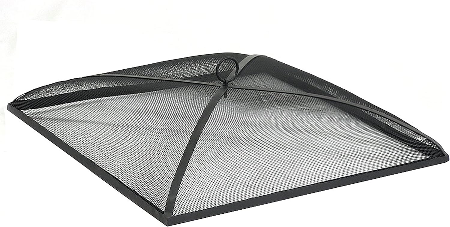 Sunnydaze Heavy-Duty Black Steel Mesh Fire Pit Spark Screen Cover - 36-Inch Square 36 in