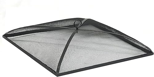 Sunnydaze Cubierta de malla de acero negro resistente para hoguera de chispas - cuadrado de 24 pulgadas