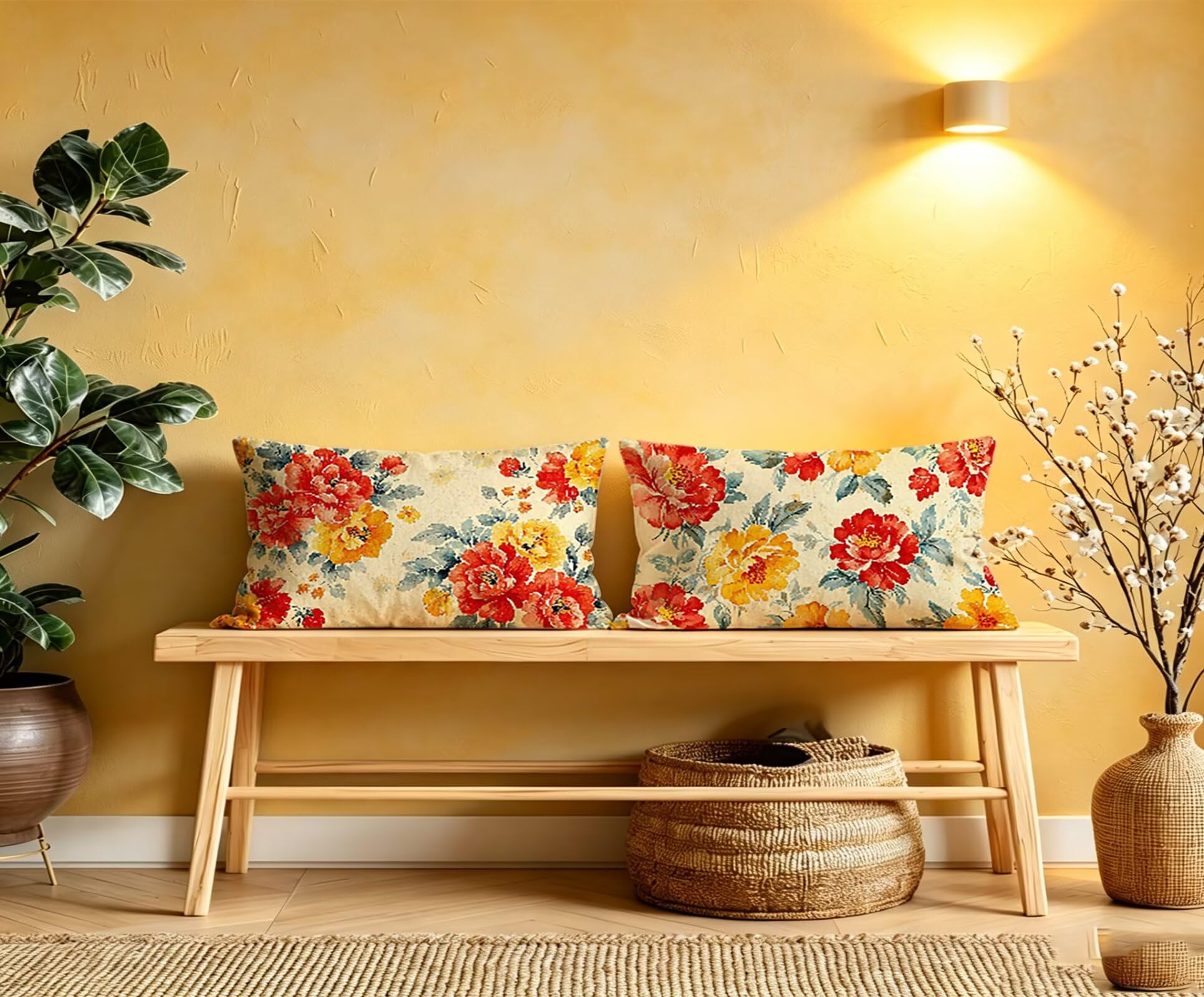 NationalitäT Kissenbezug 60x80 Pfingstrose Kopfkissenbezug 2er Set ,Wohnaccessoires & Deko ,Weich und Atmungsaktiv Samt Stoff mit Verstecktem Reißverschluss für Bett Sofa Kissen Dekokissen-85889