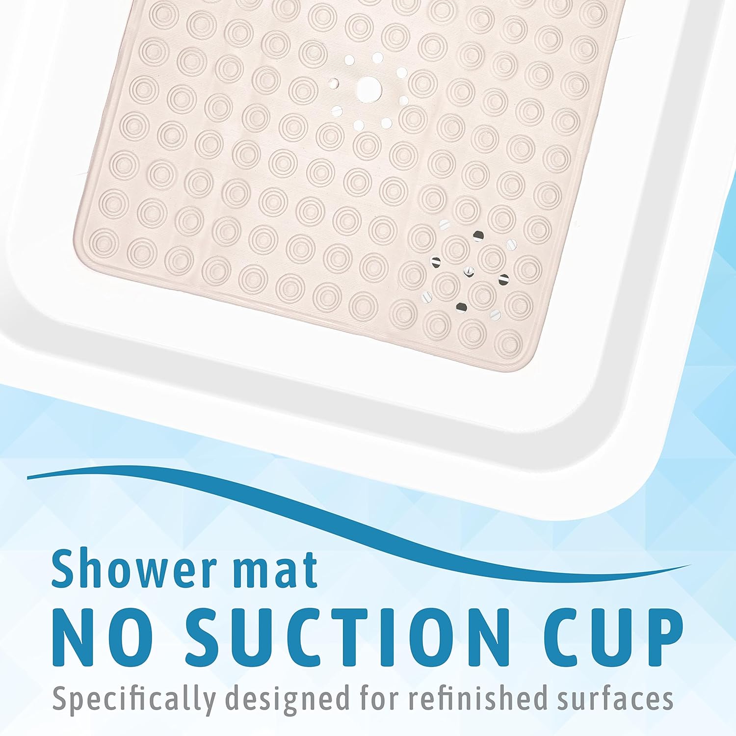 20 X 20 - No Suction Cup Shower Stall Mat - Made in Italy - for Refinished Surface