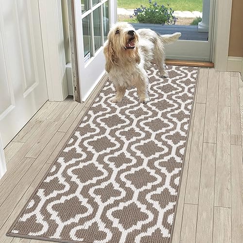 Miniatura 23 de HEBE Tapete para puerta interior, 20 x 32 pulgadas, antideslizante, para puerta delantera, lavable, atrapador de suciedad para entrada, tapete