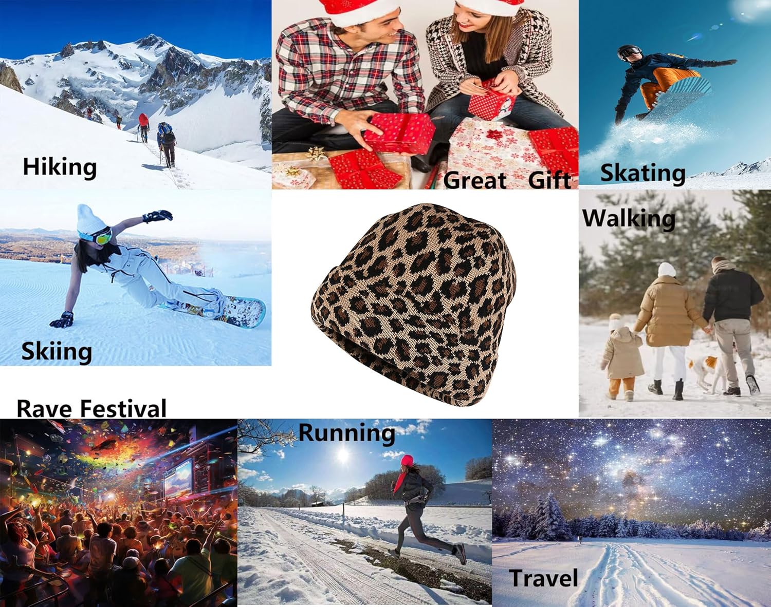 Leopard Print Beanie Hat Cheetah Pattern Skull Cap Double Layer Cuffed Watch Hats for Women, Men - Image 6