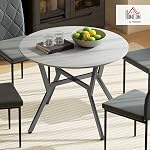 HOMCOM 35" Round Dining Table for 2, Modern Kitchen Table with Steel Frame for Living Room, Dining Room, Grey