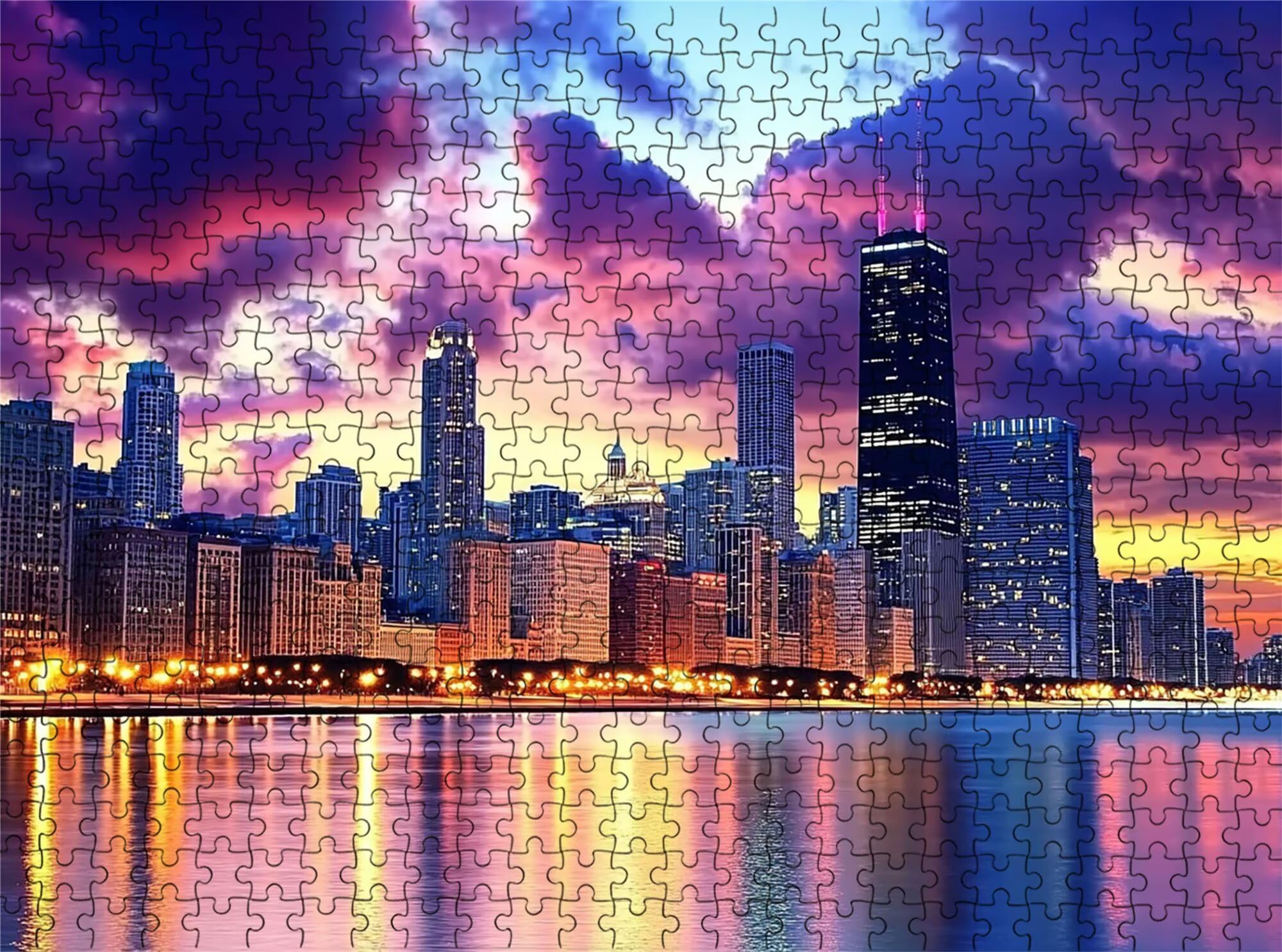 Puzzle 3000 elementów, architektura miasta, drewniane puzzle dla dorosłych, z pudełkiem na prezent, Impossible gra zręcznościowa dla całej rodziny, precyzyjne dopasowanie i intensywne kolory, puzzle