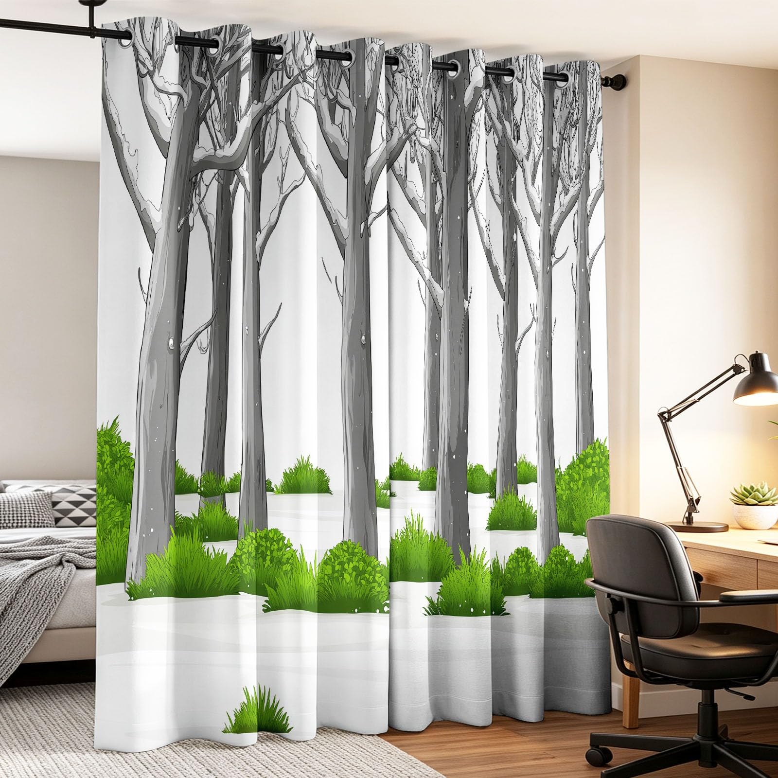 Générique Naturalna zasłona zaciemniająca, zasłony termiczne z oczkami kwiaty wiśni świątynia góry do pokoju dziecięcego salonu kuchni, 117 x 225 cm izolowane termicznie, ochrona przed promieniowaniem