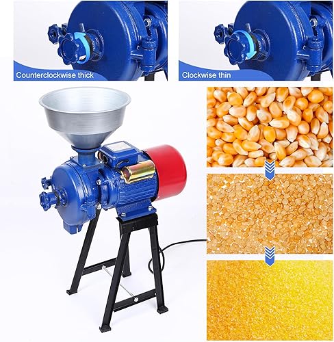 Miniatura 3 de Molinillo eléctrico de grano molino de maíz, molinillo de maíz eléctrico comercial de 3000 W 110 V con embudo, molinillo de grano de trigo en polvo,