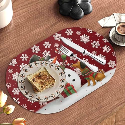 Miniatura 122 de Heat Resistant Placemats Oval Placemats Set of 6 Leather Washable and Wipeable Non Slip Place Mats, Waterproof Modern Dining Table Mats, Oval Floral