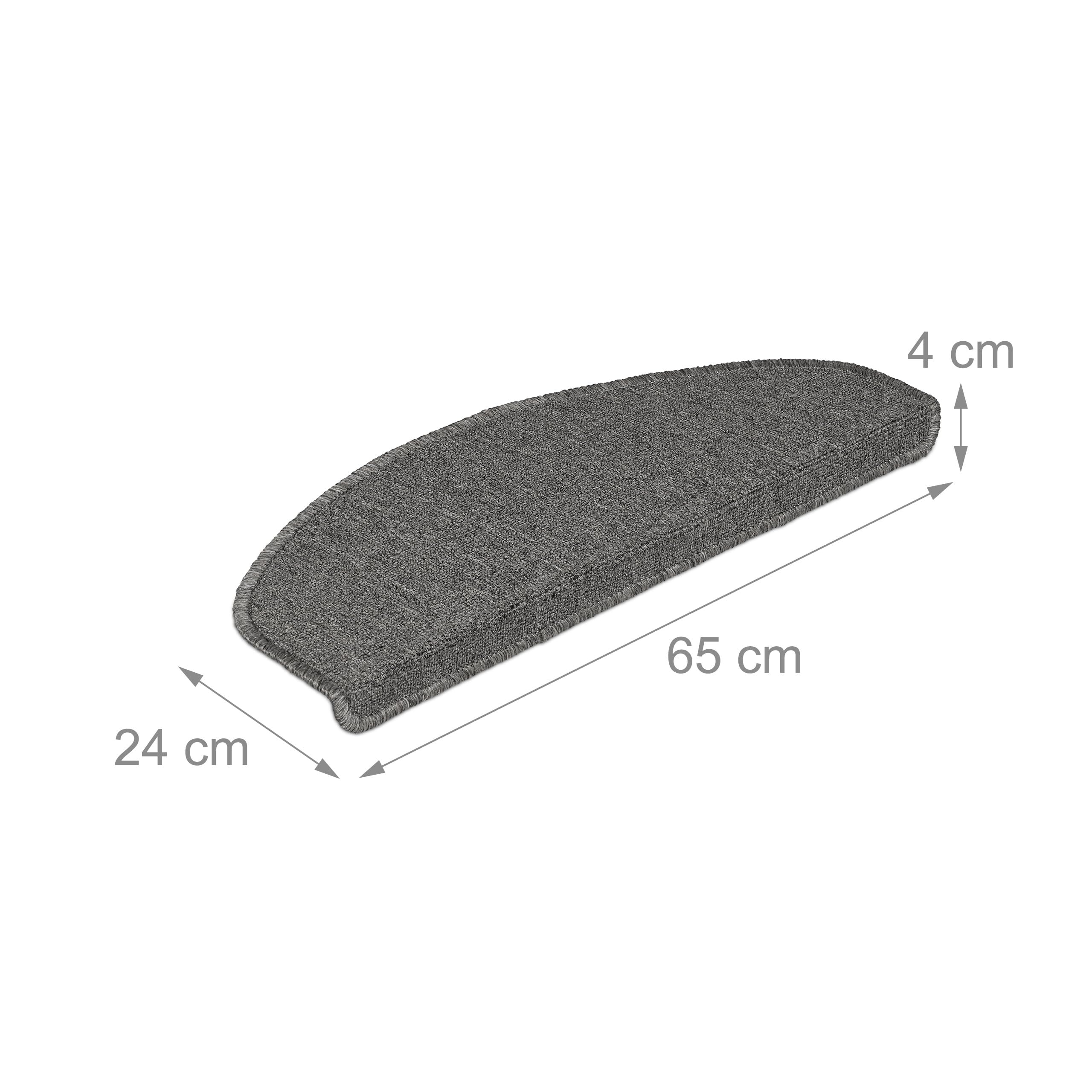 Relaxdays Alfombras Escaleras, Set 15, Alfombrillas Escalones, Circular, Antideslizantes, 65x24 cm, Autoadhesivas, Gris