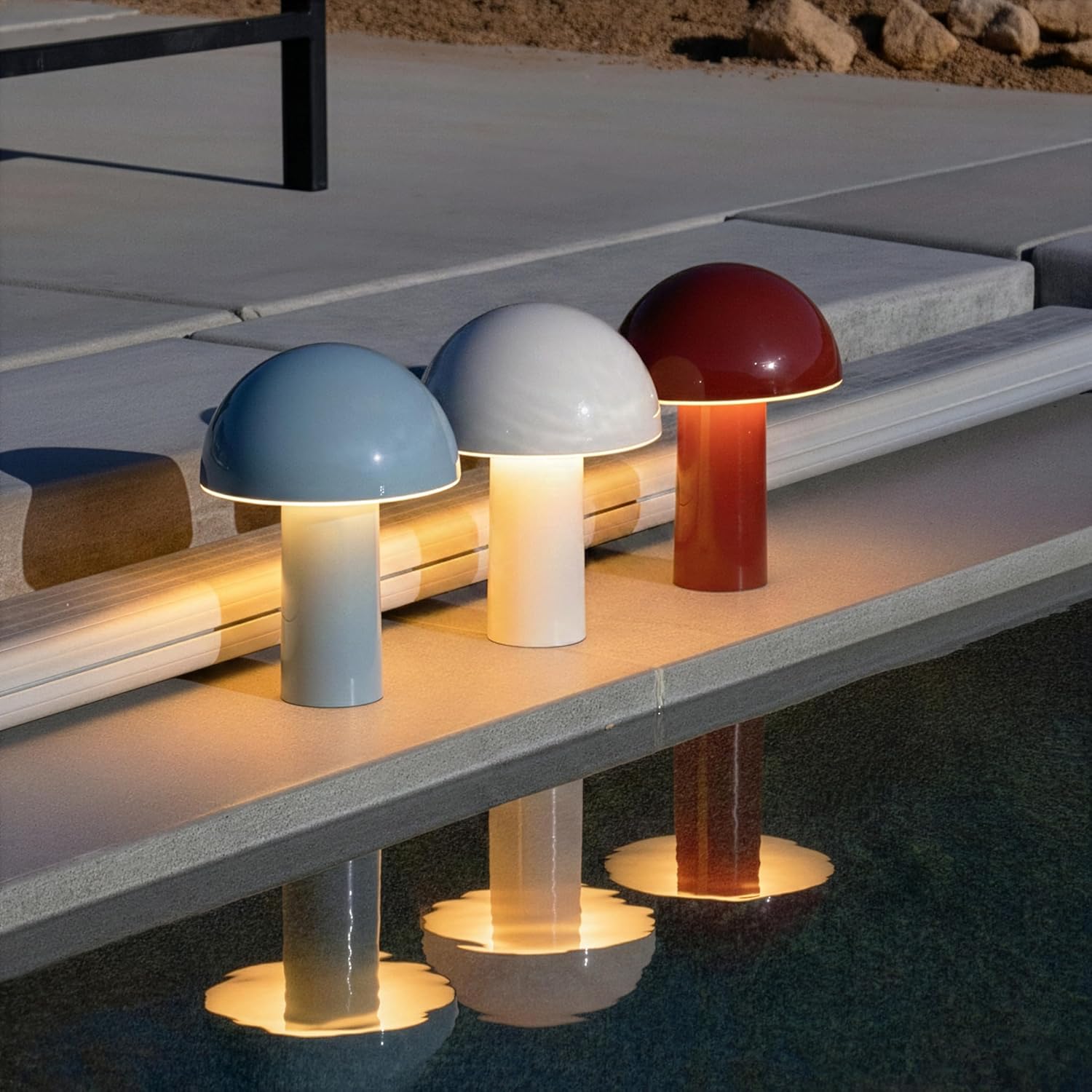 Brightech Celia Small Lamp – 10" Touch-Controlled Mushroom Table Lamp, Cordless & Dimmable LED, Portable & Rechargeable Bedside Night Light, Sustainable Recycled Modern Lamp for Home Décor, Light Blue