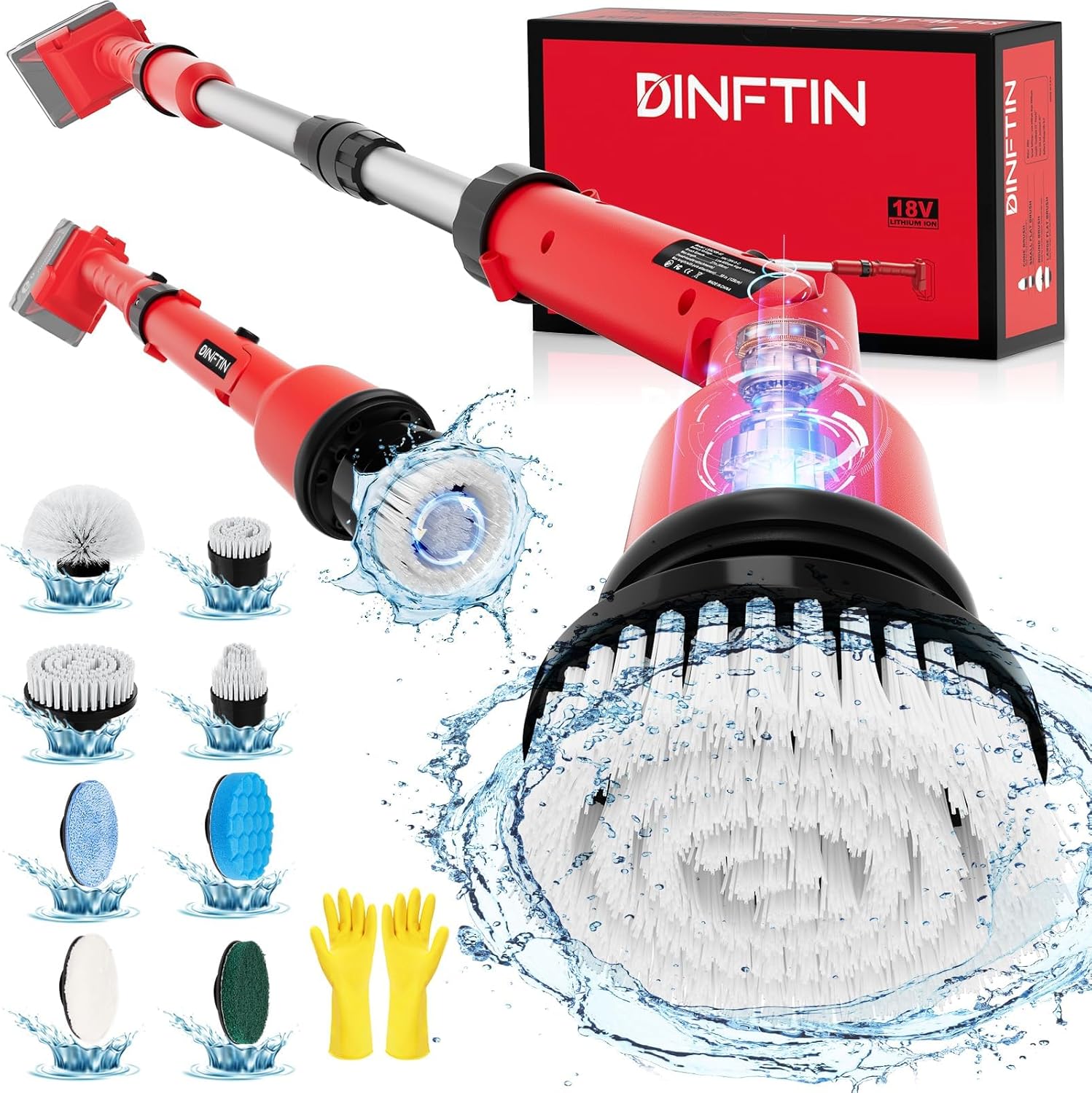Dinftin Cordless Spin Scrubber for Milwaukee M18 18V Liion Battery,New
