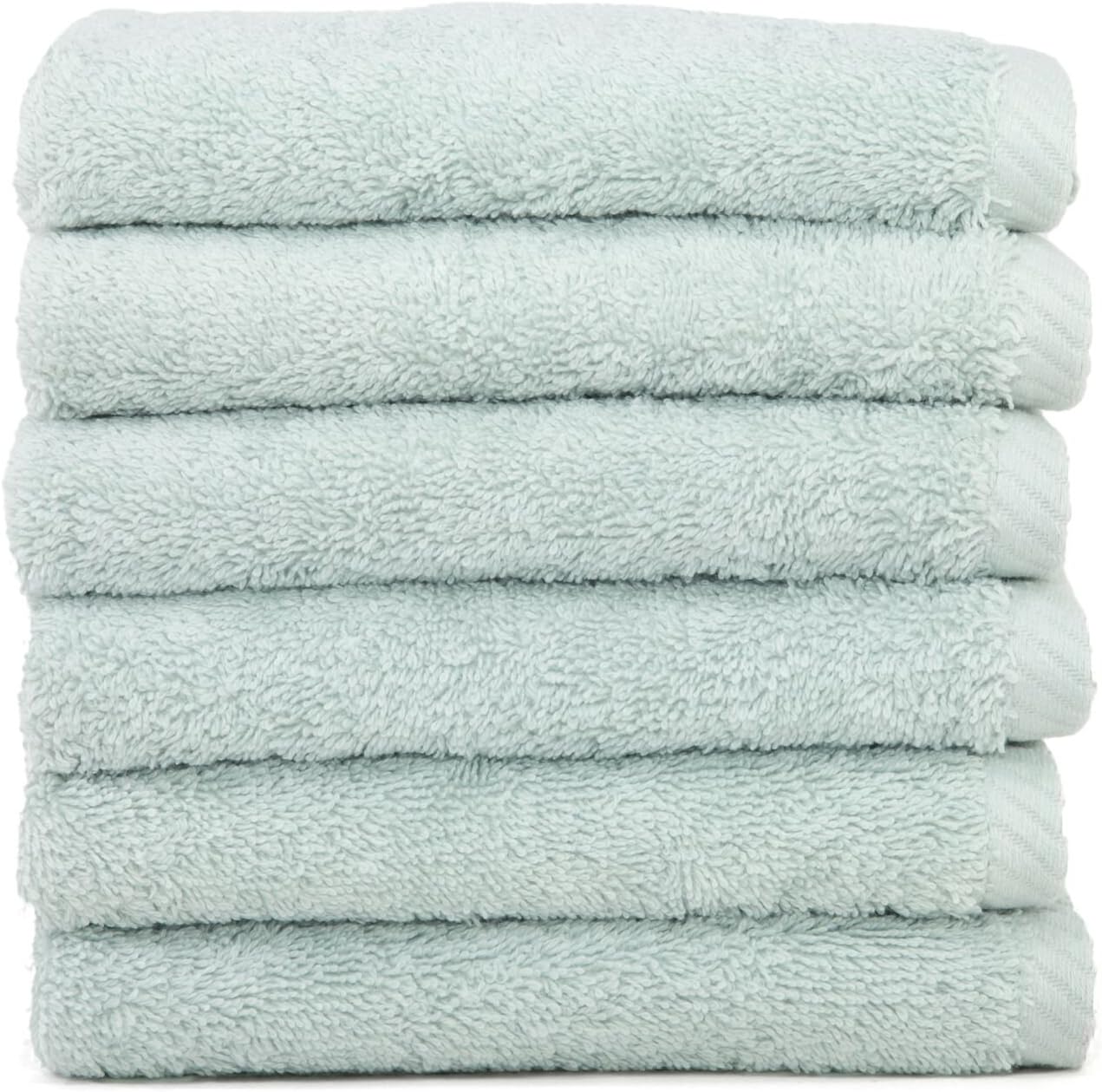 Linum Home Textiles Soft Twist Premium Authentic Soft 100% Turkish Cotton Luxury Hotel Collection Washcloth, Set of 6, Aqua Blue
