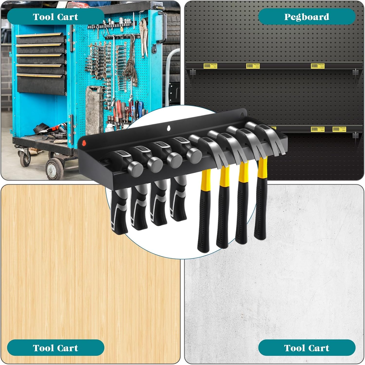 MorningRo Screwdriver Organizer Metal Hammer Holder Plier Wall Mount Tool Organizer, Tool Storage Rack for Workshop, Home (Hammer)