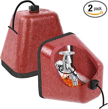 2 Pack Outdoor Faucet Covers for Winter, Heavy Duty Faucet Spigot Covers Winter Insulated, Reusable Outdoor Faucet Covers Hose Bib Covers for Winter Freeze Protection Red