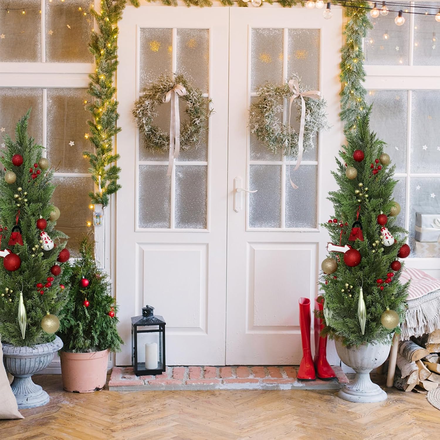 45Inch Outdoor Christmas Tree Stake with 41 Ornaments & Decorations-Weather-Resistant Holiday Lawn Decor-Mini Christmas Tree Ground Stake for Yard Garden Pathway Decor (115CM)