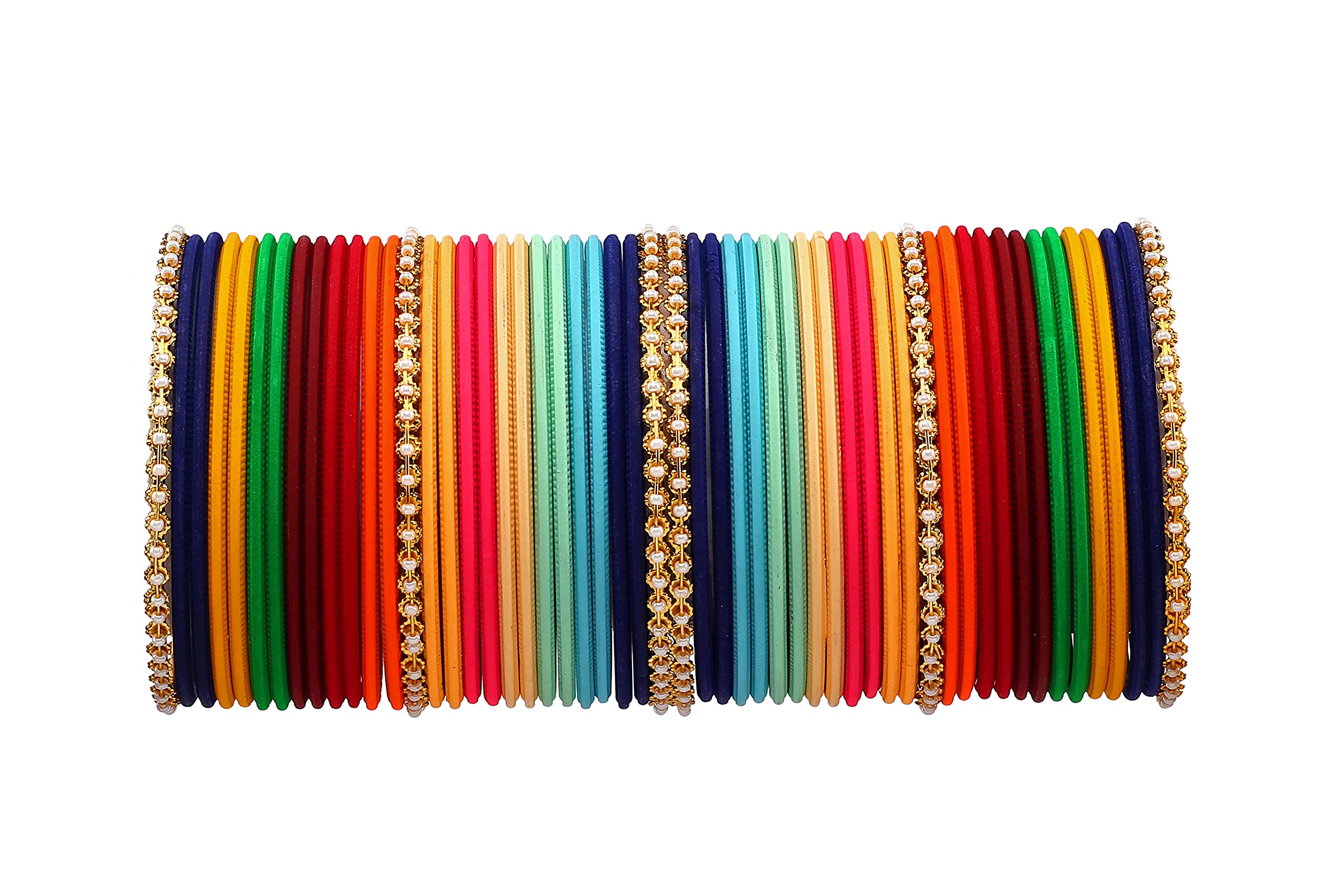 Rijoli Multi Colour Rainbow Metal Bangle set with Matar Chain for Women/Girl (Pack of 54)-2.4 (B09HXYD2WC) Amazon Price History, Amazon Price Tracker