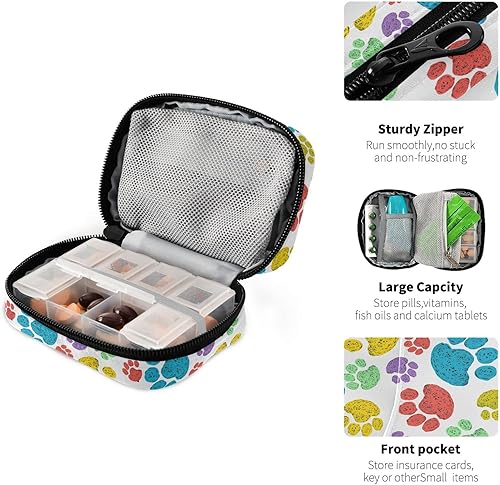 Miniatura 3 de Pastillero de viaje con diseño de pata de perro en acuarela, portátil, semanal, pastillero, contenedor de 7 días, organizador de píldoras, soporte