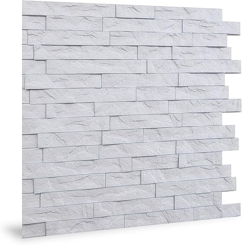 Innovera Décor Ledge Stone White Panel de pared 3D - 12 piezas