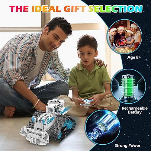 Miniatura 6 de Robot de control remoto, kit de construcción RC 5 en 1, bloque de construcción, robot educativo, ladrillos de robot, juguetes STEM, bloques de