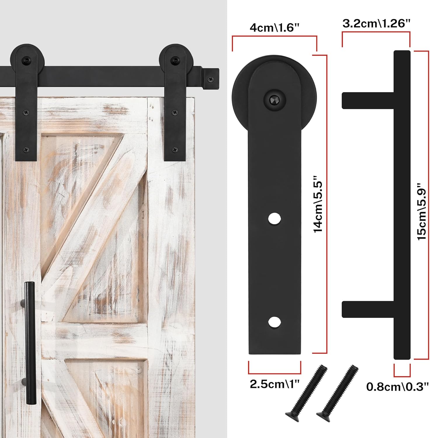 COGOOD Farmhouse Barn Door Mirror - 37" x 26" Rustic Wood Framed Mirror Wall Decor for Dining Room, Bathroom, Living Room, Bedroom Decorative, Rustic White