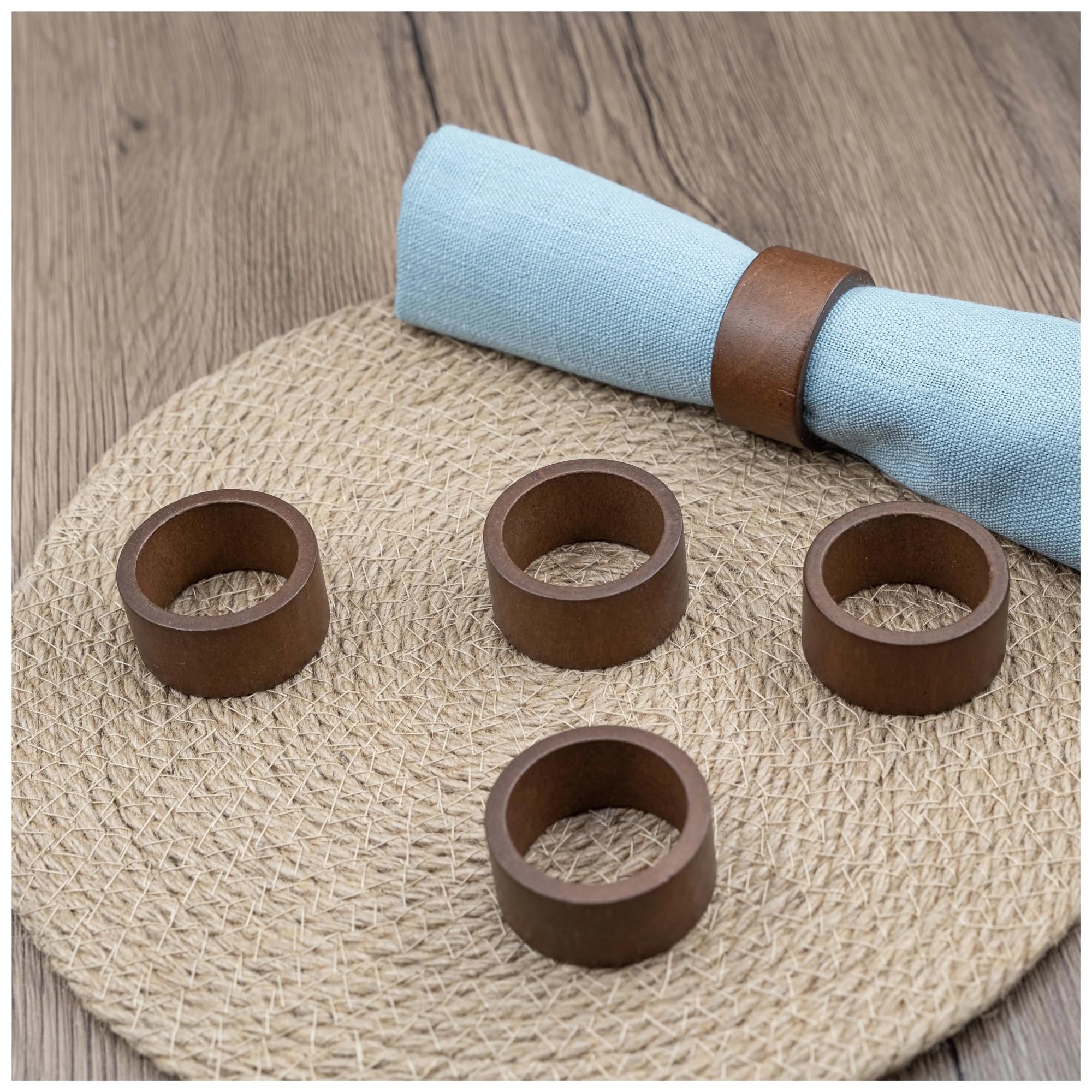 Set di portatovaglioli Portatovaglioli Set di 6 da tavolo pranzo in legno fatti a mano(Brown)