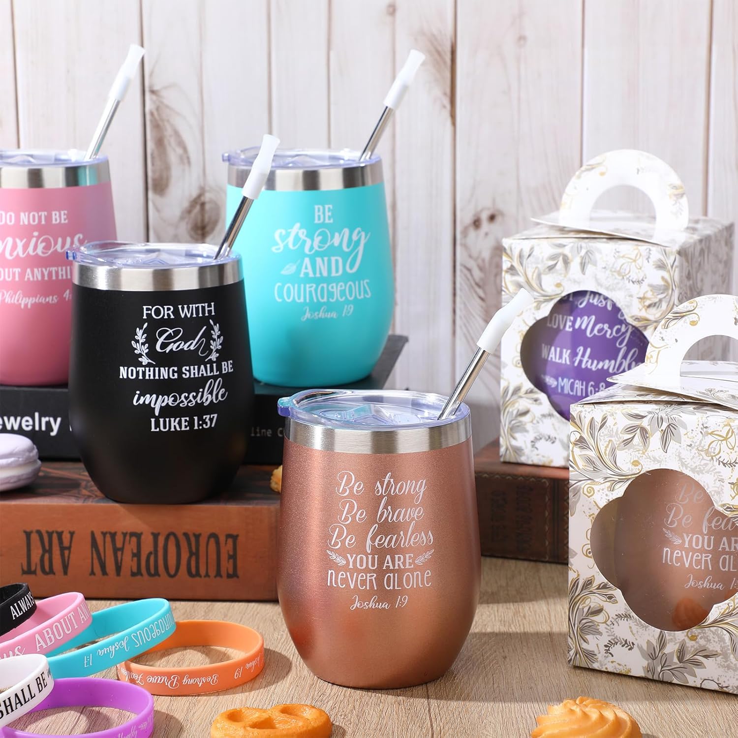 Patelai 18 Pcs 12 oz Easter Christian Tumblers Gifts Set for Women Include 6 Christian Tumblers with Lid Straw Silicone Bible Verses Bracelets Religious Gifts for Spanish Friend Men Women - Image 7