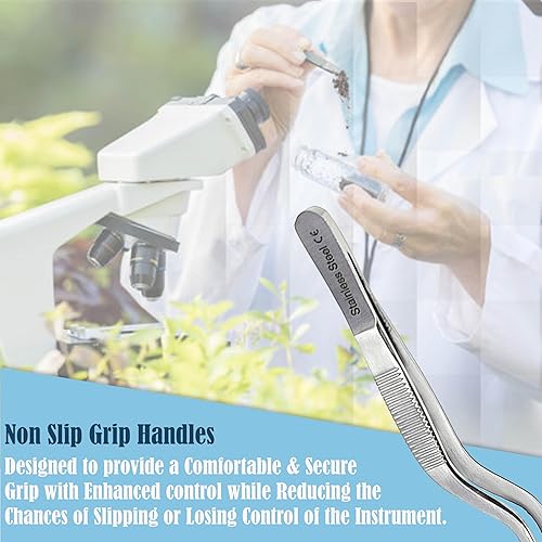 Miniatura 4 de A2Z Pinzas de laboratorio de bayoneta de precisión microquirúrgica de 6 pulgadas con puntas dentadas finas, pinzas de pulgar multiponen de acero
