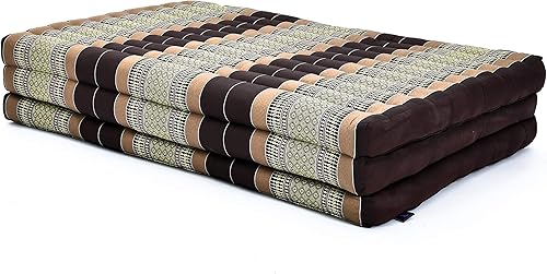 Miniatura 11 de Leewadee - Colchón tailandés plegable grande, 82 x 46 x 3 pulgadas, cama de invitados, cama triple plegable, cojín de masaje tailandés TV asiento de
