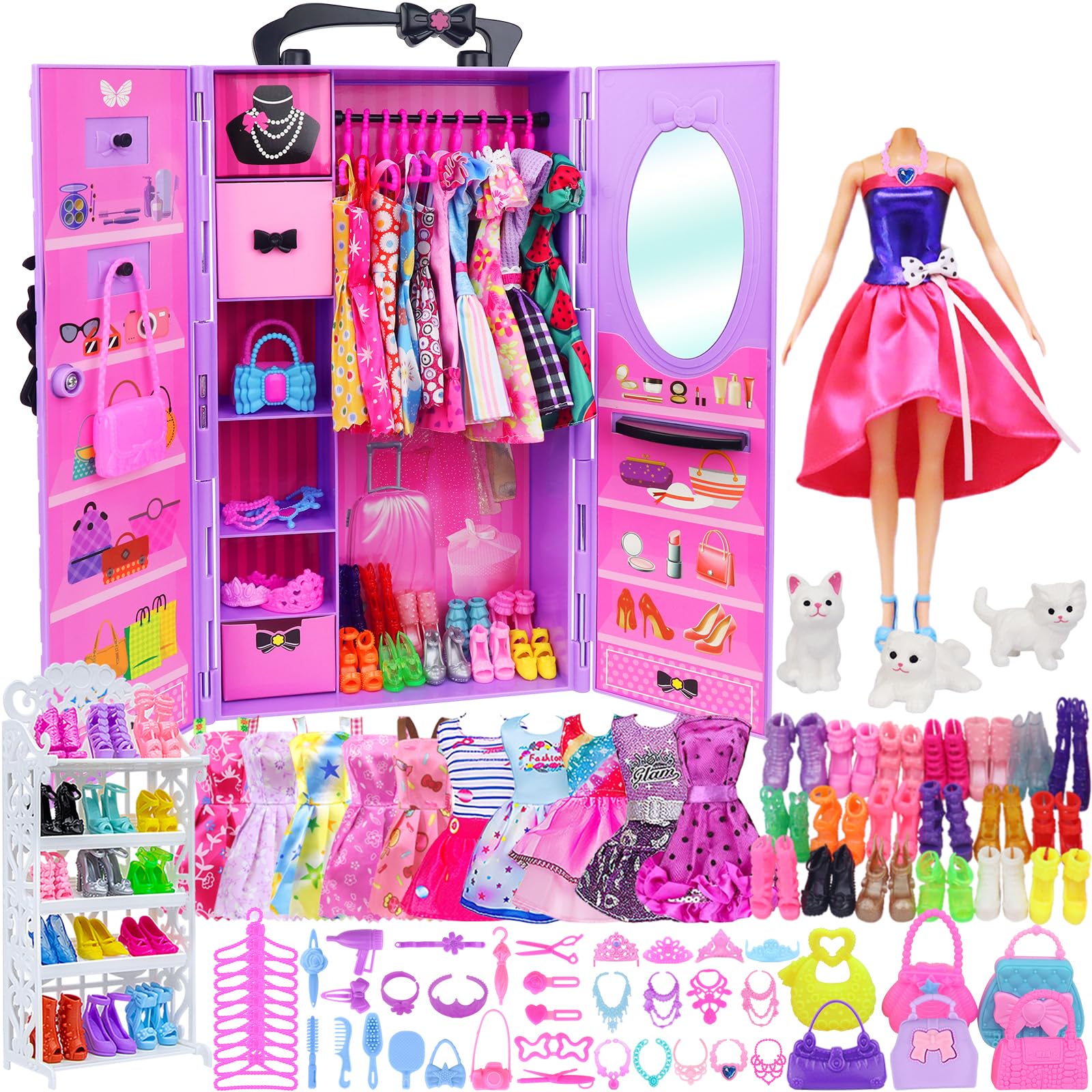 Amazon.com: Ecore Fun 86 Pcs Doll Accessories with Closet