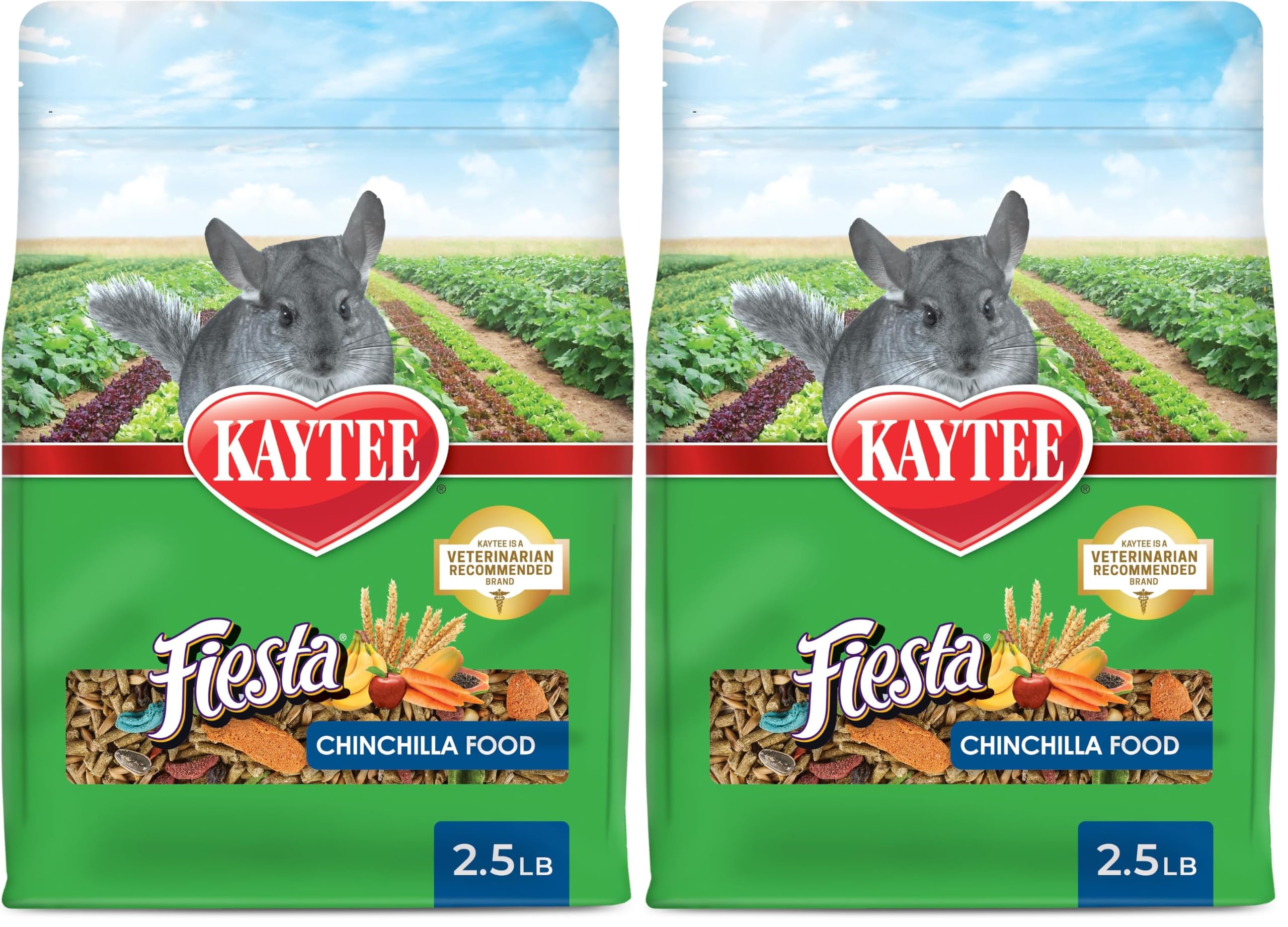 Kaytee Fiesta Chinchilla Food,Nutritious and Fun Blend,Supports Dental Health and Digestion,2.5 pounds,(Pack of 2)