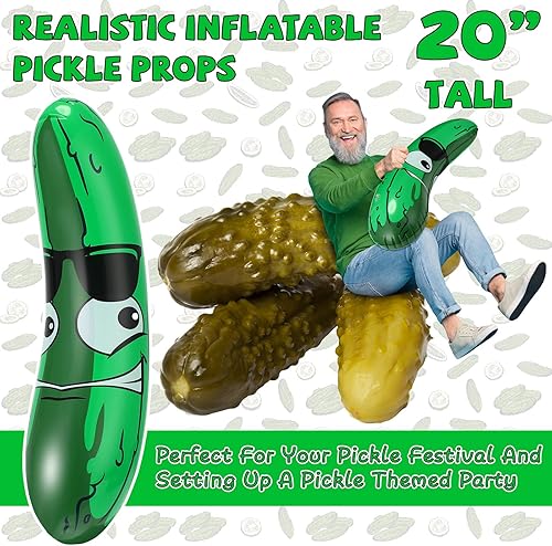 Miniatura 7 de Jexine 20 pulgadas inflable pepinillo pepinillo pepinillo divertido flotador de piscina, regalos inflables de pepinillo flotador juguetes para