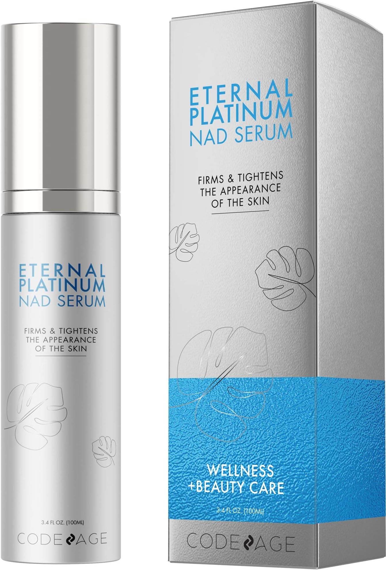 Eternal Platinum NAD Serum, Resveratrol, Niacinamide, Collagen, Vitamin C & E, Aloe Vera, English Lavender, Nicotinamide Aging NAD Booster Skin Care Face Moisturizing Wrinkles Firming, 3.4 FL. Oz.