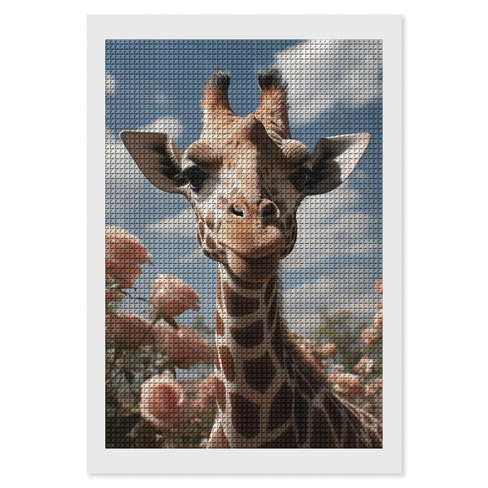 Beautiful Giraffe Diamond Art Kits for Adults, DIY 5D Diamonds Painting Kits for Beginner, Round Full Drill Diamond Dots Painting, 8"x12" Diamonds Pictures Gem Art and Crafts Wall Decor